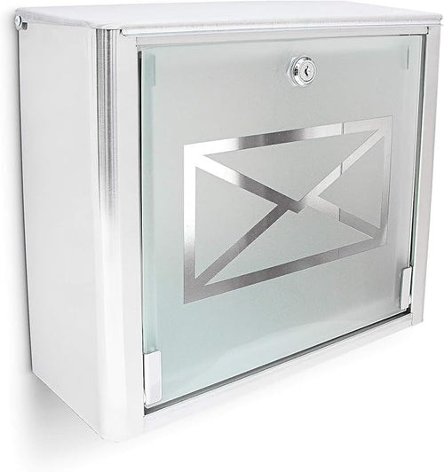 Wall Mounted Lockable Mailbox Waterproof Stainless Steel Frosted Large Slot