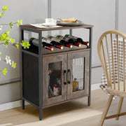 Wine Bar Cabinet Rustic Industrial Drinks Sideboard Glass Holder Shelf Unit
