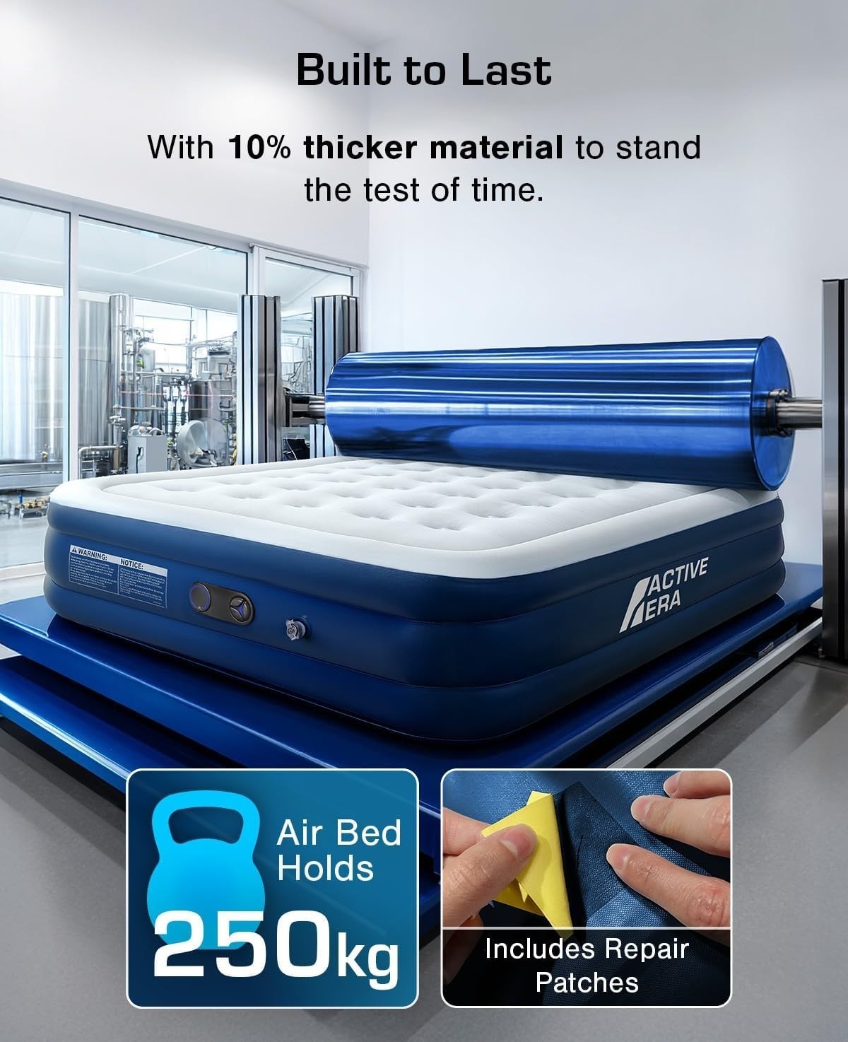 King Inflatable Air Bed Mattress Built-In Pump Raised Guest Camping