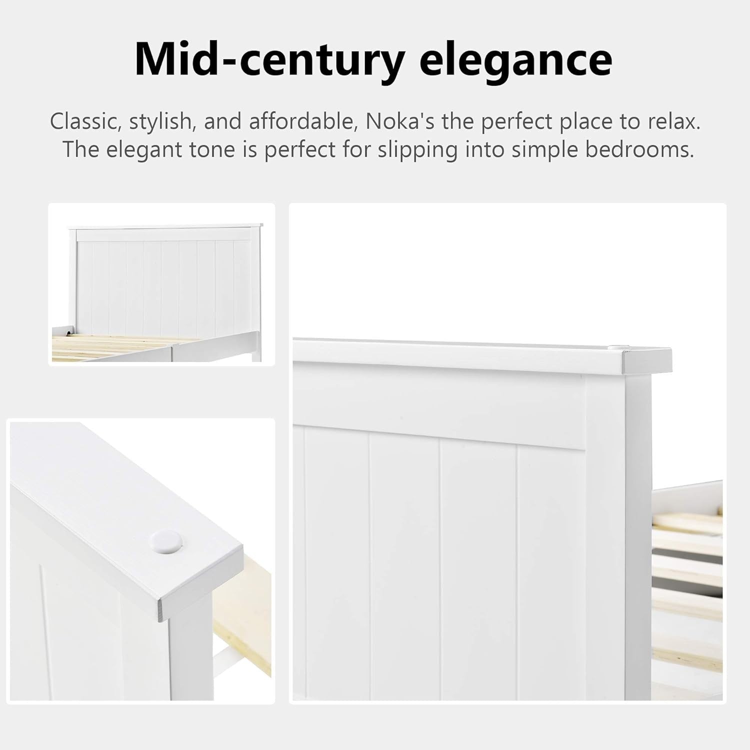Wood Bed Frame 90x190cm White Pine Kids Single Slat Compact Durable UK
