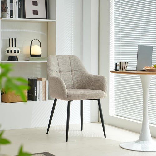 Modern Plush Chenille Armchair Dining Chair Soft Padded Seat Metal Legs