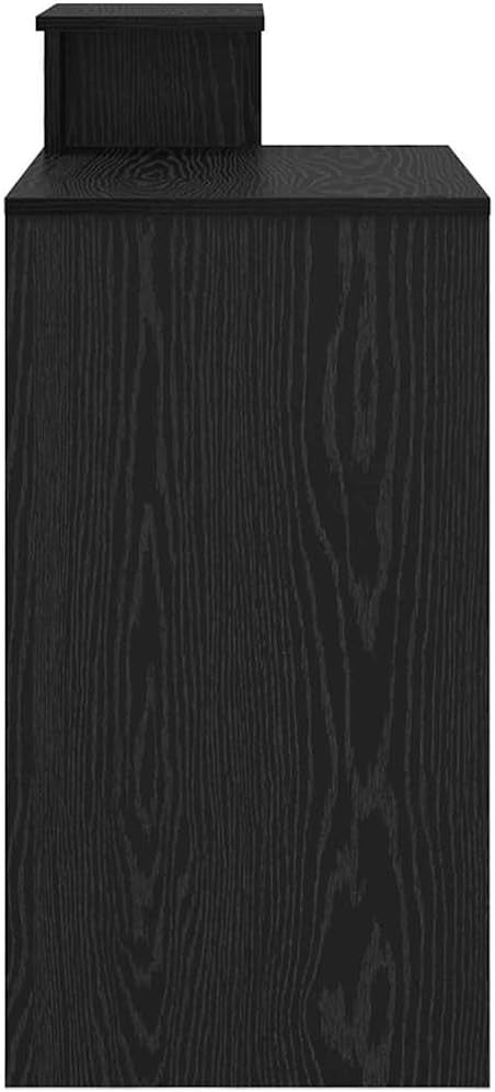 Black Oak Computer Desk 106x40cm Modern Office Table with Shelves Storage