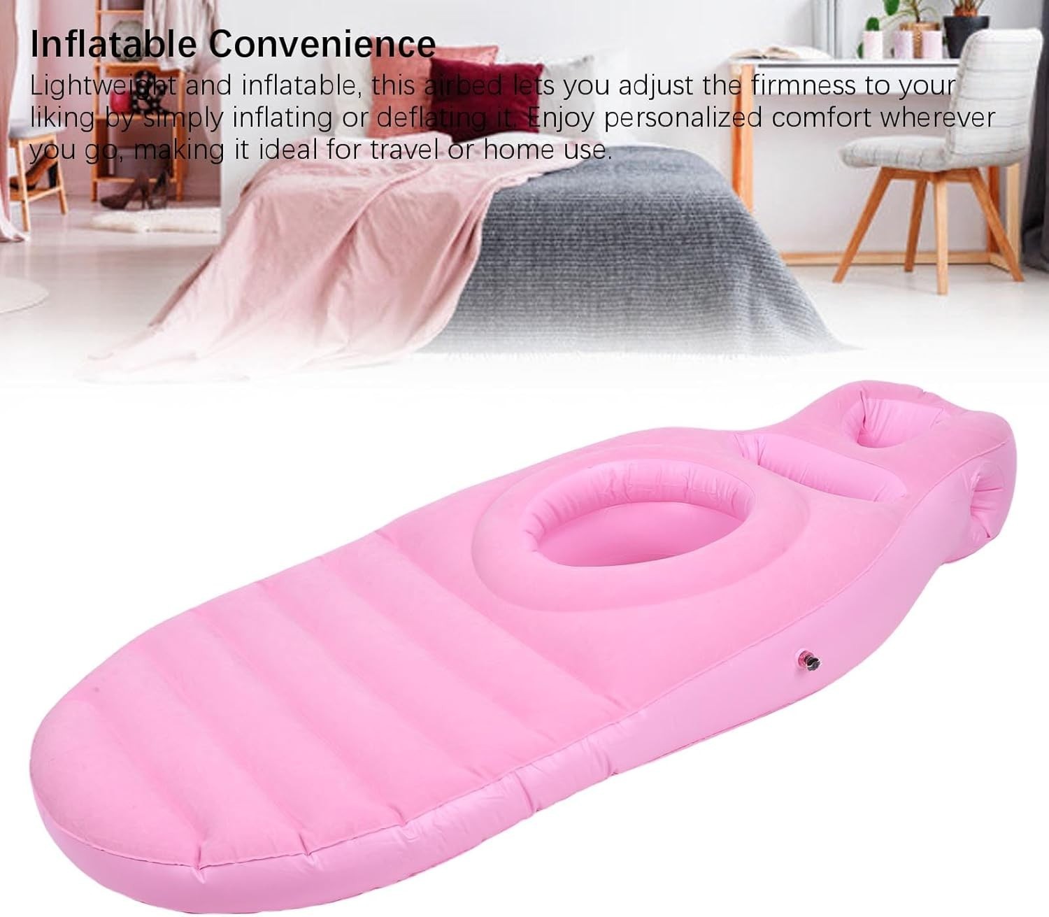 Inflatable Pregnancy Pillow Full Body Maternity Air Bed Belly Hole Pink
