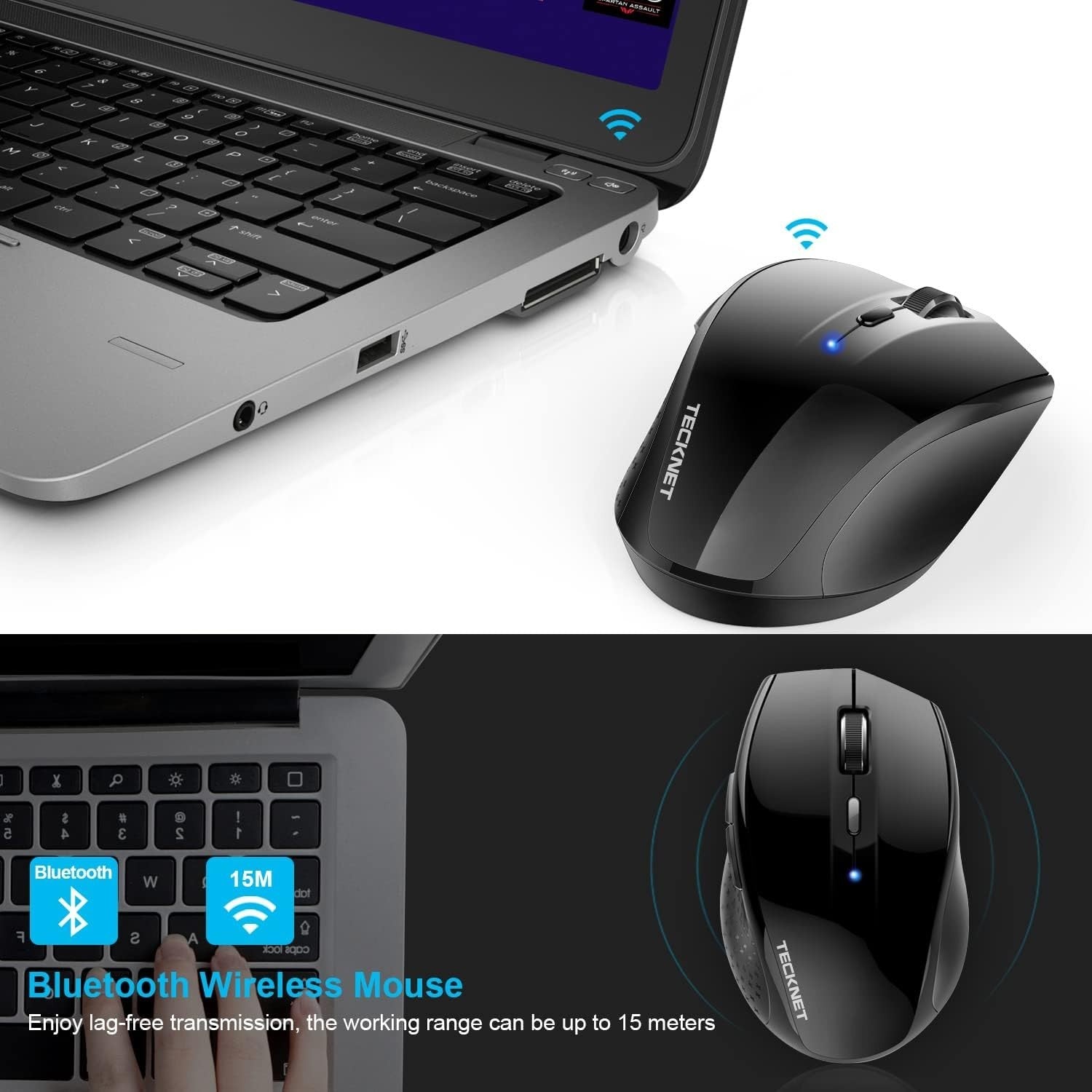 Wireless Bluetooth Mouse 4800 DPI Ergonomic Silent Cordless Laptop PC