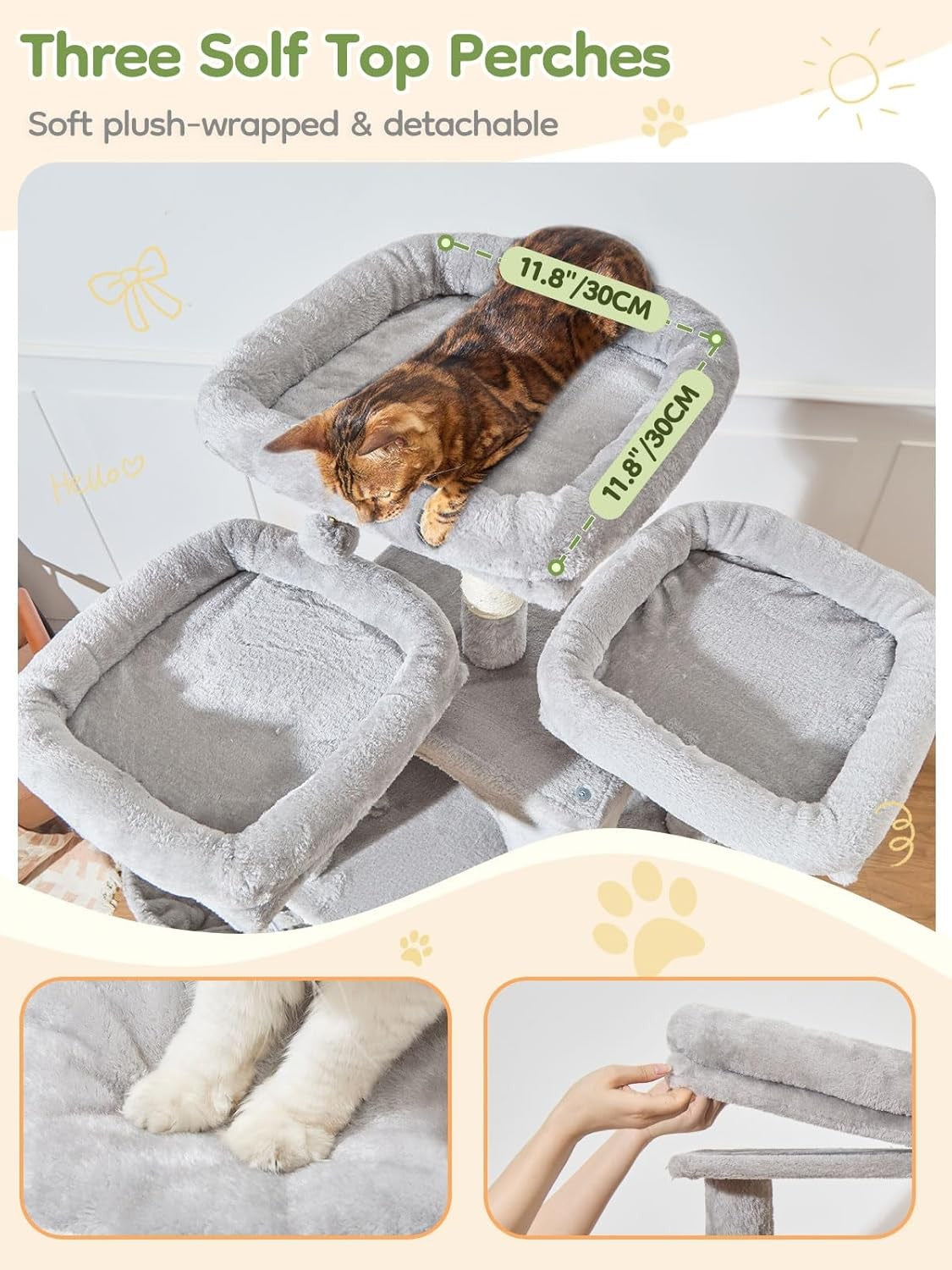 193cm Large Cat Tree Multi Level Tower with Scratching Posts Condos Hammock