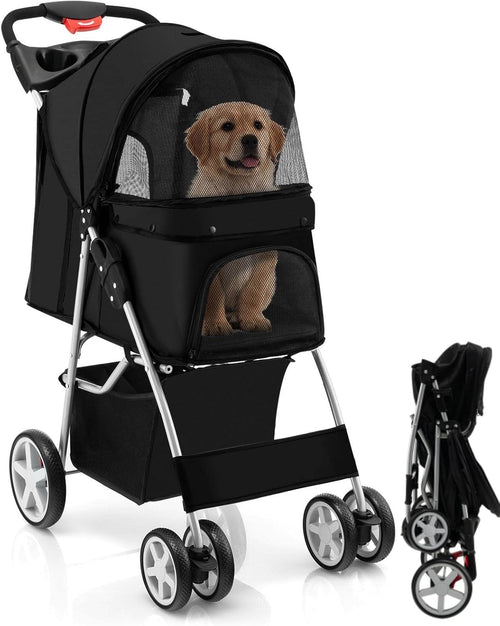 Pet Stroller Foldable Dog Cat Pushchair 4 Wheels Small Medium 15kg
