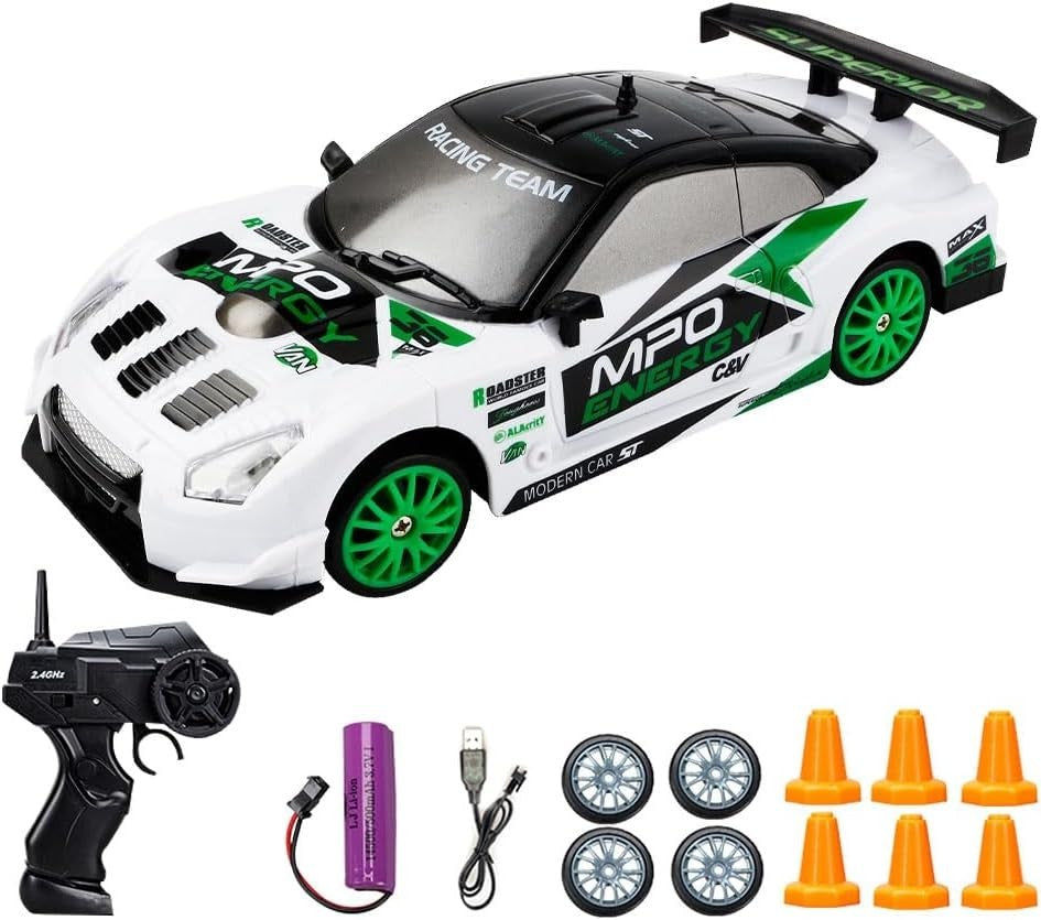 1:24 RC Drift Car 4WD 2.4GHz Remote Control Racing LED Lights 10km/h Toy Gift