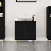 Modern Black Bathroom Sink Cabinet Cupboard 58x33x60cm Vanity Storage Unit