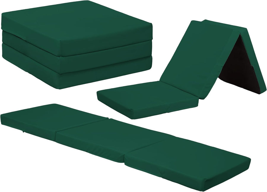 Foldable Foam Futon Mattress Chair Bed for Kids Adults Sleepover Lounge Green