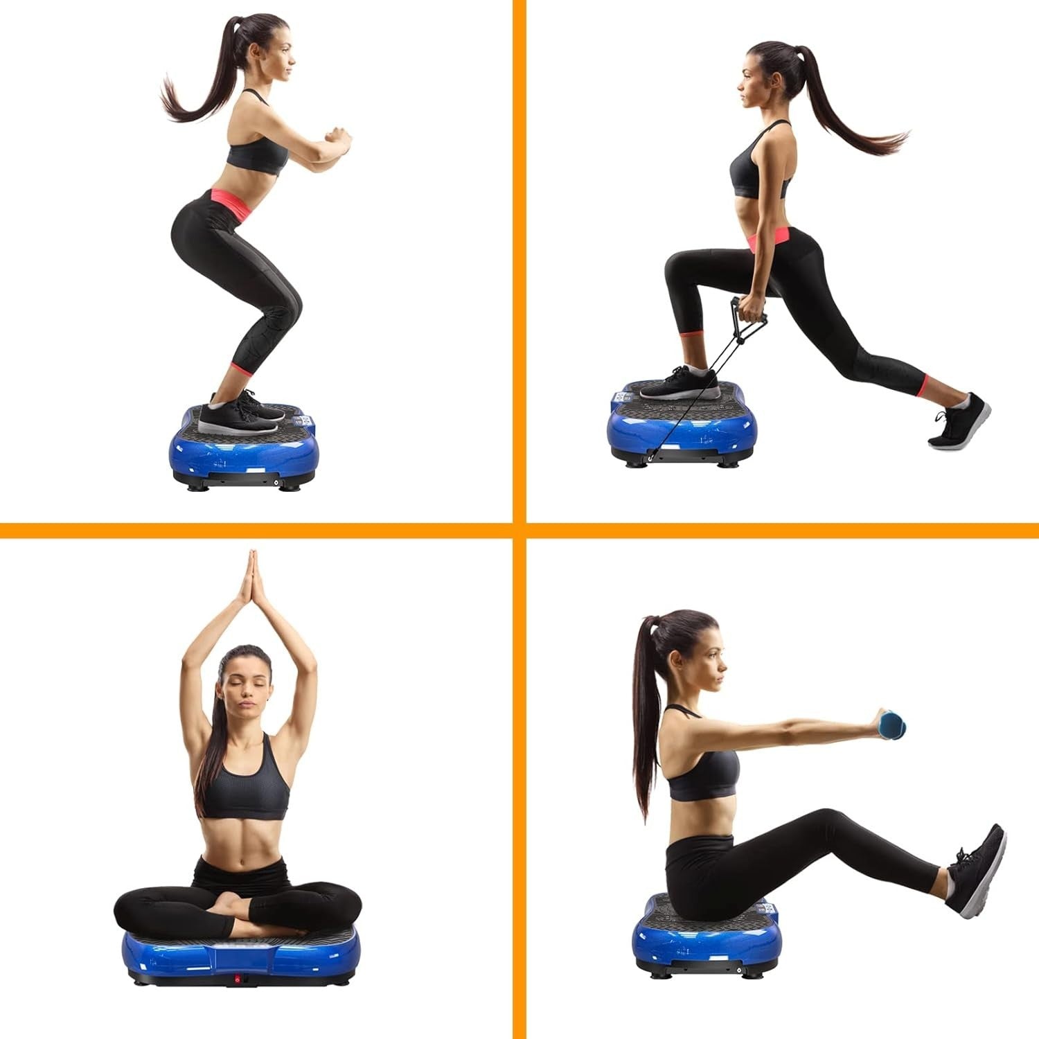 Blue Vibration Plate Exercise Machine 99 Speeds 7 Programs Slim Home Trainer