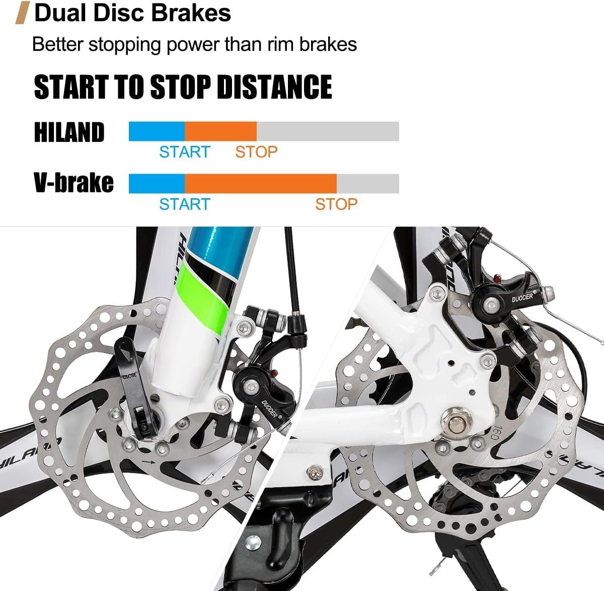 26" Mountain Bike 21-Speed Disc Brake Aluminum Frame MTB for Adults