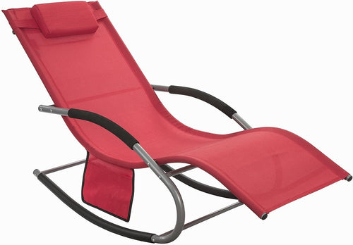 Garden Rocking Sun Lounger Recliner Chair Cushioned Outdoor Patio Seat