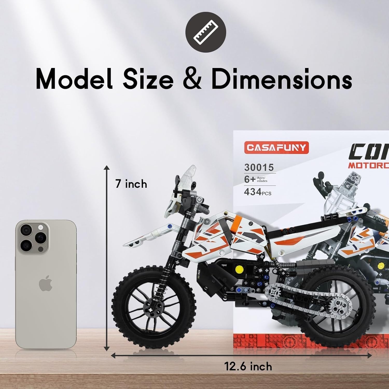 Motorcycle Building Blocks Toy Set - 434 Pieces, Realistic, Kids 6+ STEM Gift