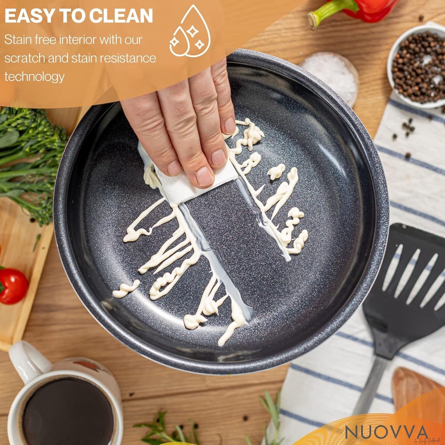 5pcs Copper Non Stick Cookware Set with Lids – Induction & Oven Safe Pots