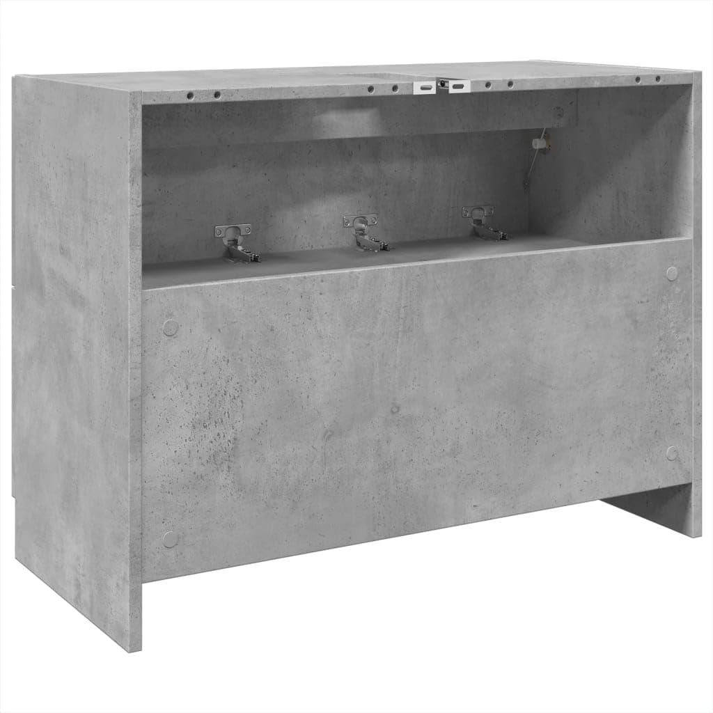 Concrete Grey Under Sink Bathroom Cabinet 78x37x59cm Modern Vanity Storage