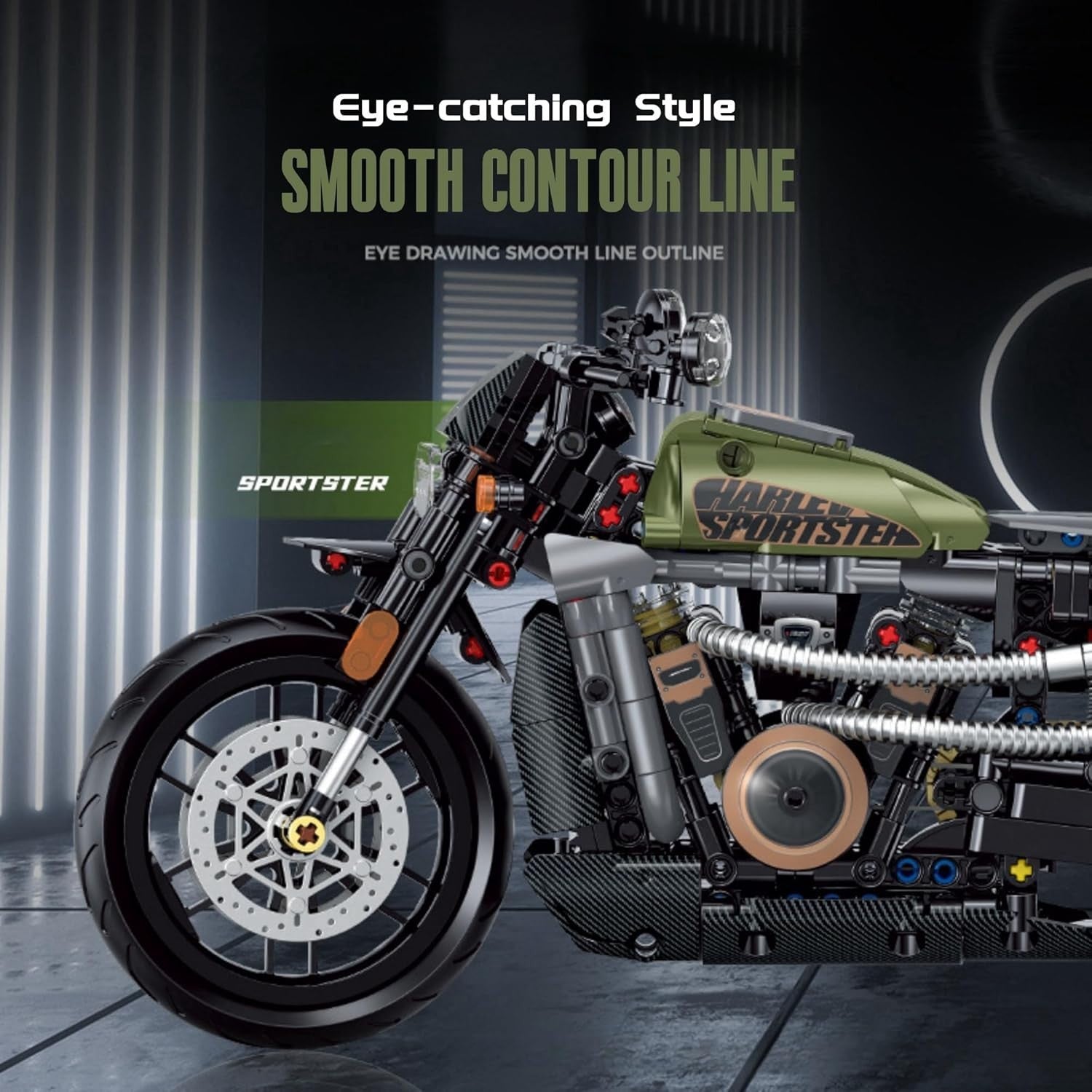 Realistic 618pcs Motorcycle Model Kit with Suspension & Moving Parts