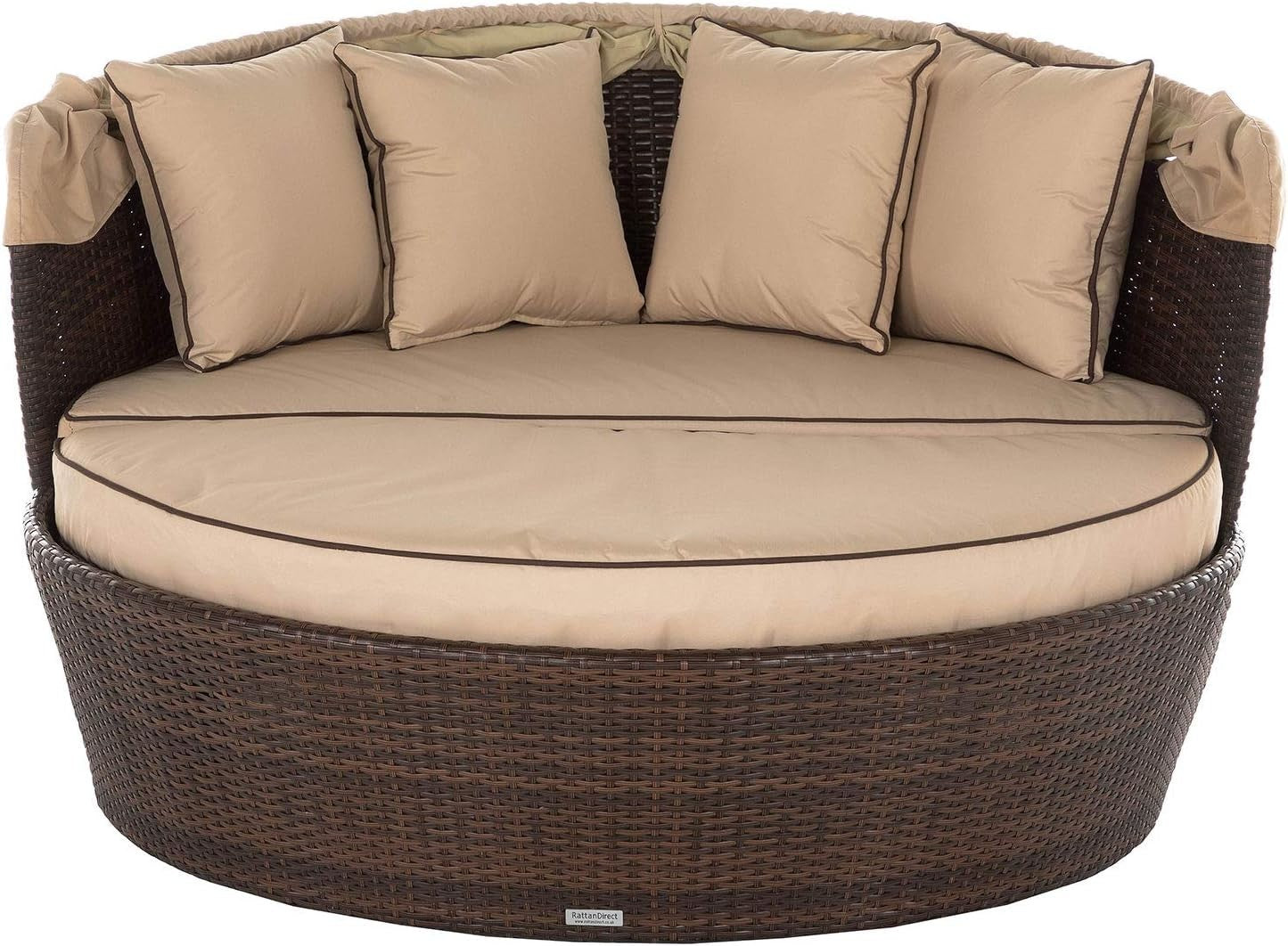 3PC Rattan Garden Day Bed Sofa Set, Loveseat Outdoor Patio Furniture Brown