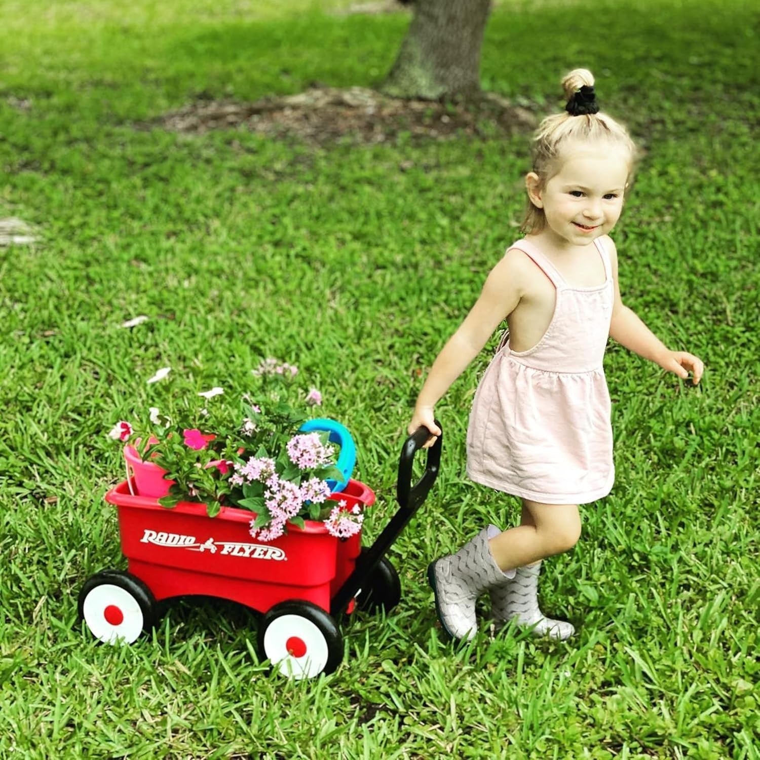 Toddler Push Pull Walker Wagon 2-in-1 with Garden Tools Storage Box Red Ages 1–4
