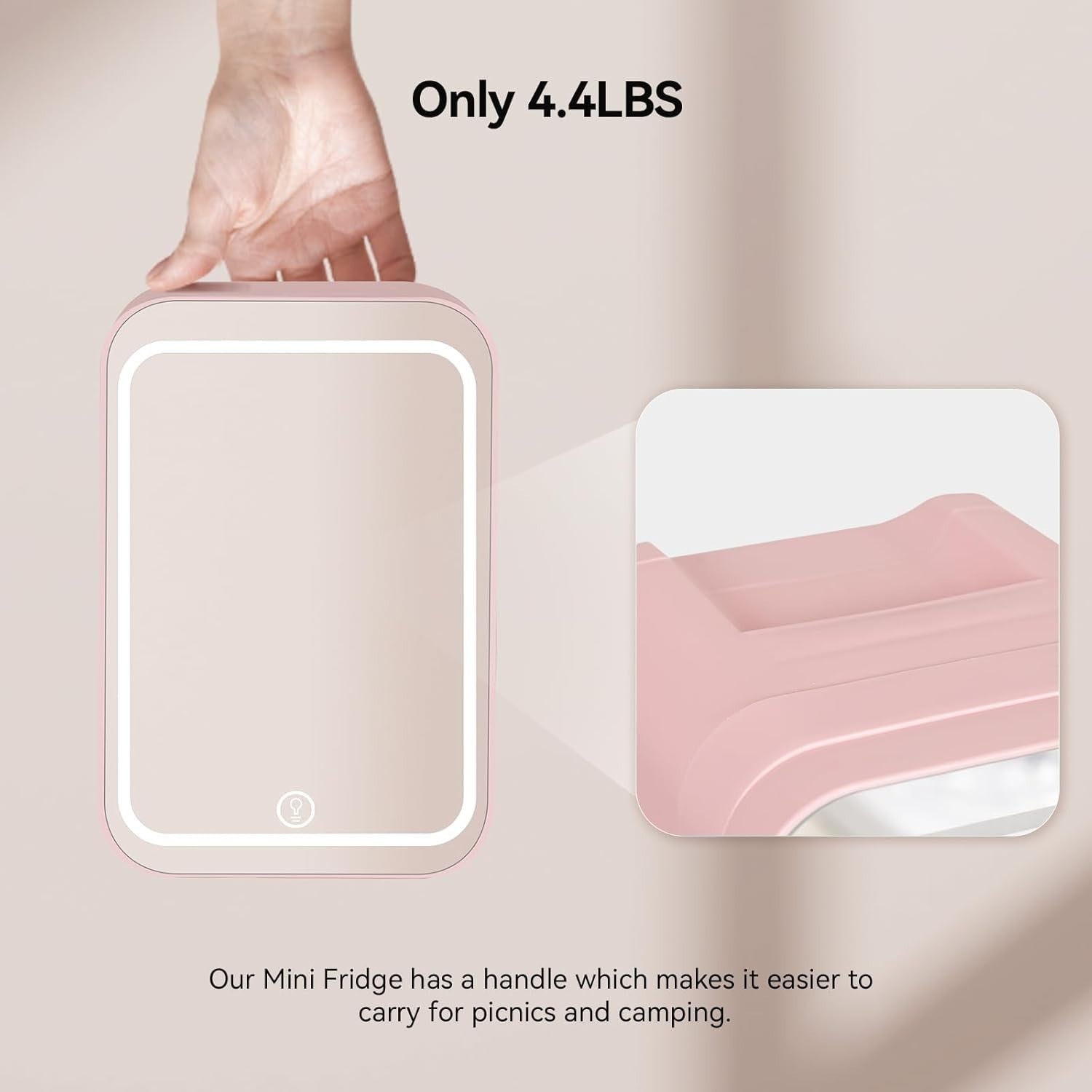 4L Portable Mini Skincare Fridge Cooler & Warmer LED Mirror AC/DC Pink