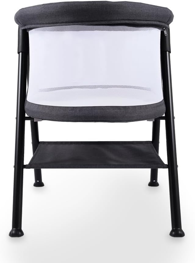 Portable Baby Crib Cot with Mesh Sides Lightweight Foldable Bed Black Graphite
