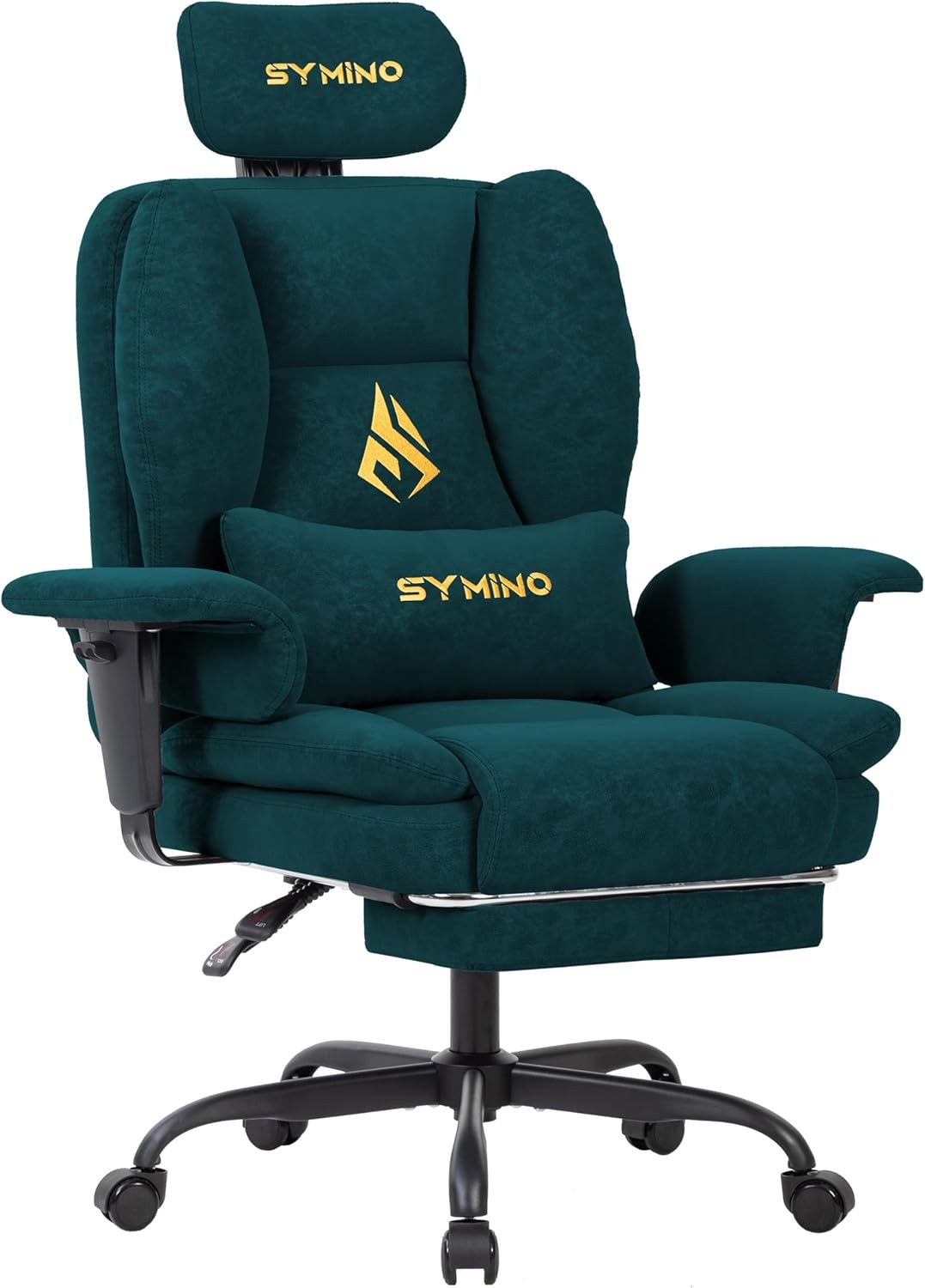 Gaming Chair with Footrest Ergonomic PU Leather Recliner Green