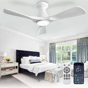 42-Inch White Ceiling Fan with Light, Quiet DC Motor, Remote Control