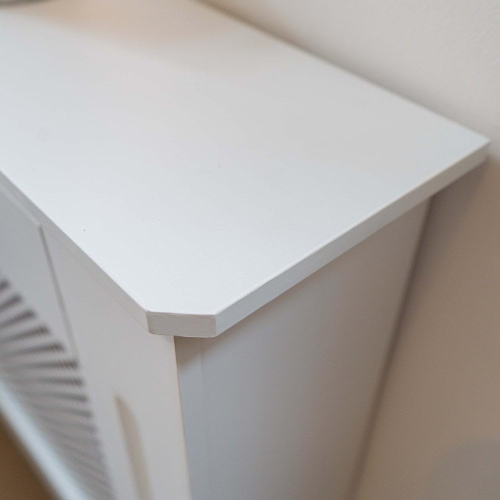 White MDF Radiator Cover Mini | Traditional Diamond Slat Cabinet