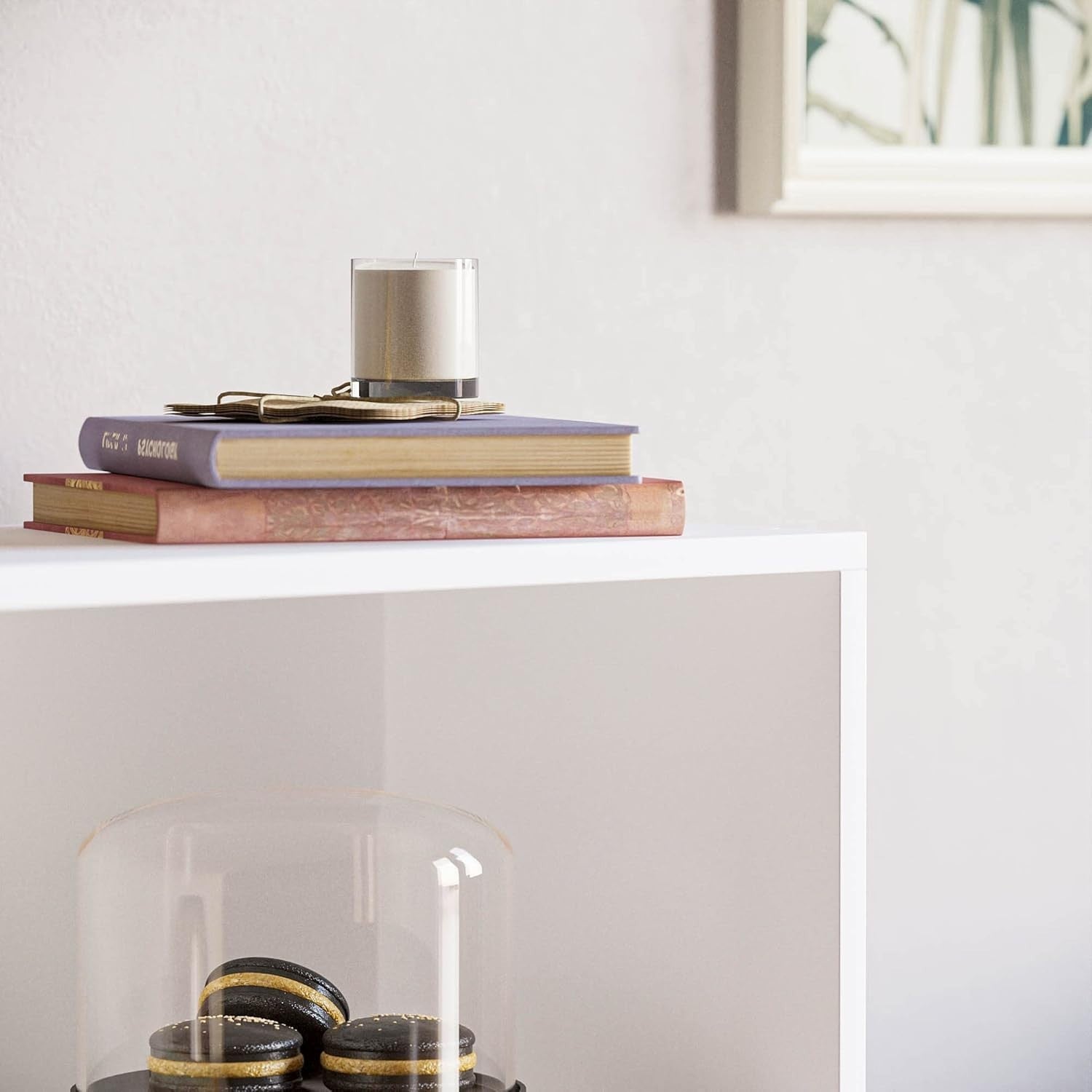 3 Tier White Wooden Bookcase Modern Storage Display Shelf for Living Room Low