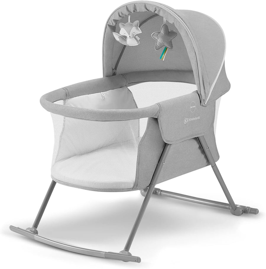 3in1 Baby Cradle Bassinet Folding Travel Cot with Mattress & Canopy
