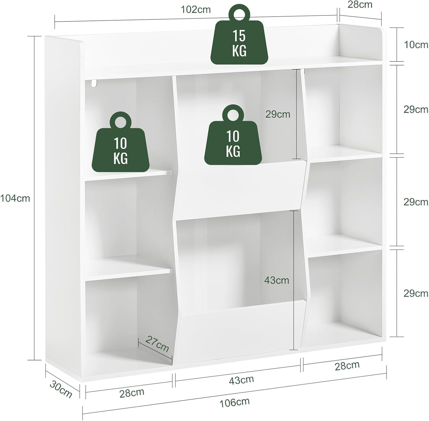 Kids Bookshelf with 8 Open Compartments, Safe Toddler Storage & Easy Access