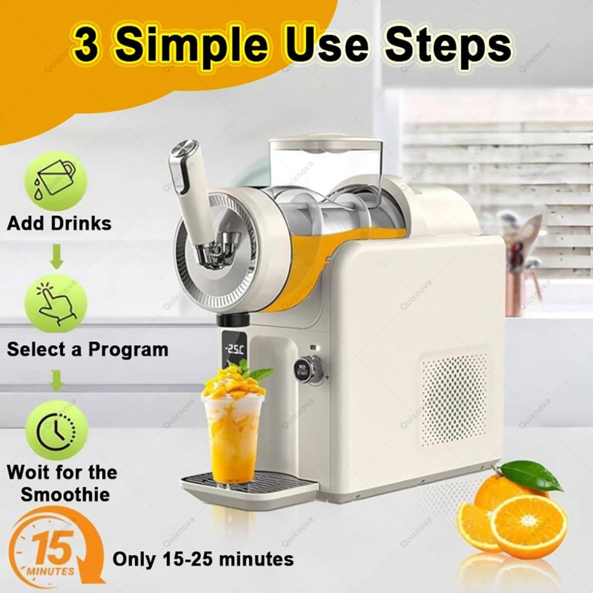 Commercial Slush Machine 1.8L Frozen Drink Maker Auto Clean Presets Quiet