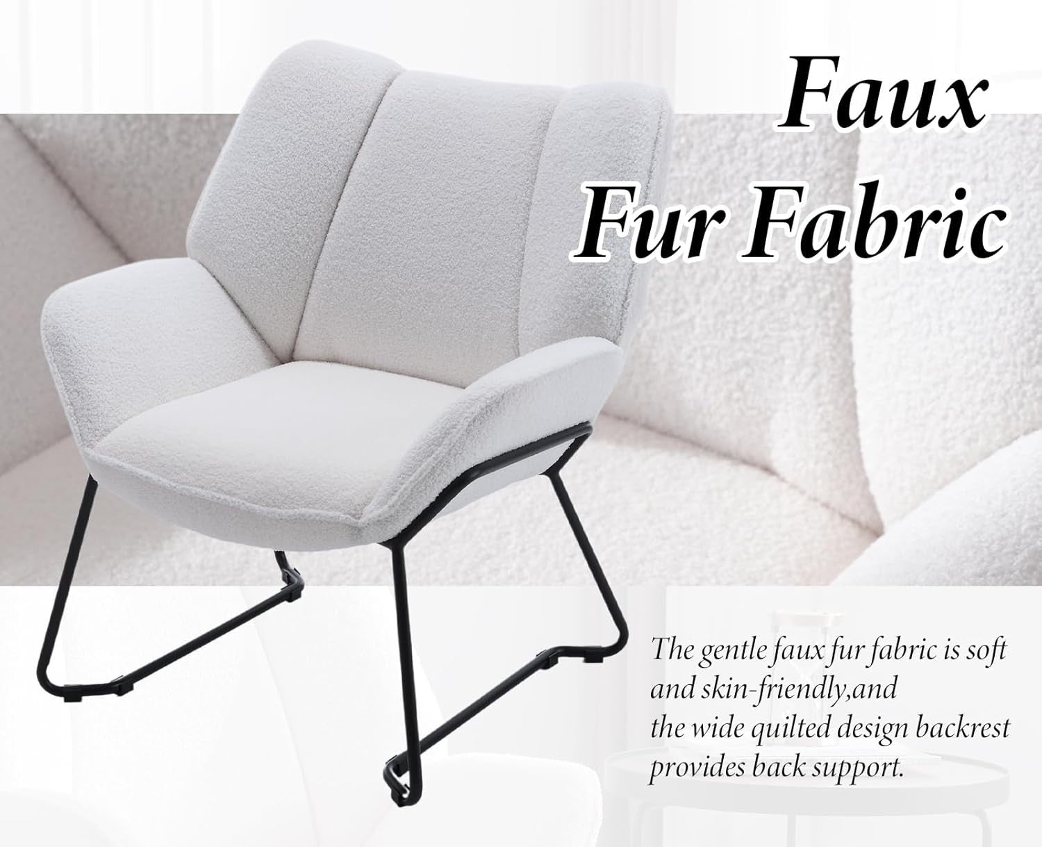 White Chenille Tub Chair Accent Armchair Living Room Bedroom Lounge Seat
