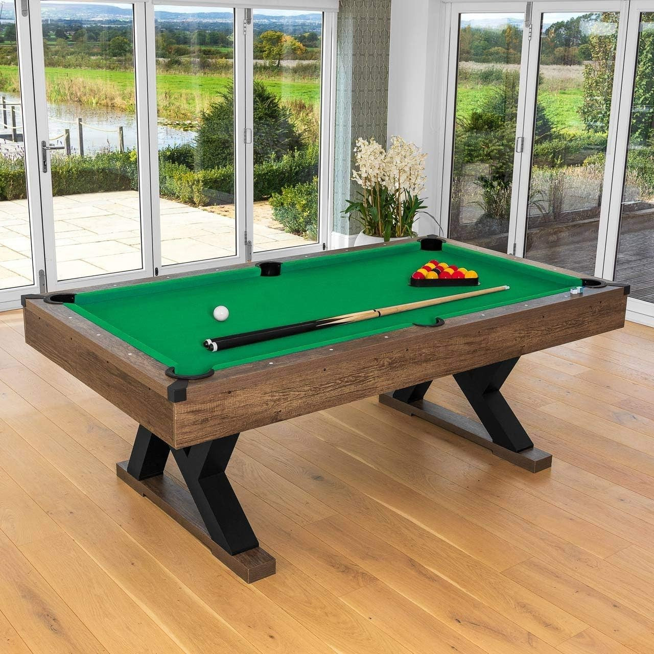 7FT Full Size Pool Table Adjustable Home Pub Billiards Set w Accessories