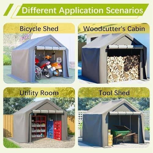 Outdoor Garden Storage Tent 8x8FT Waterproof Steel Frame Grey