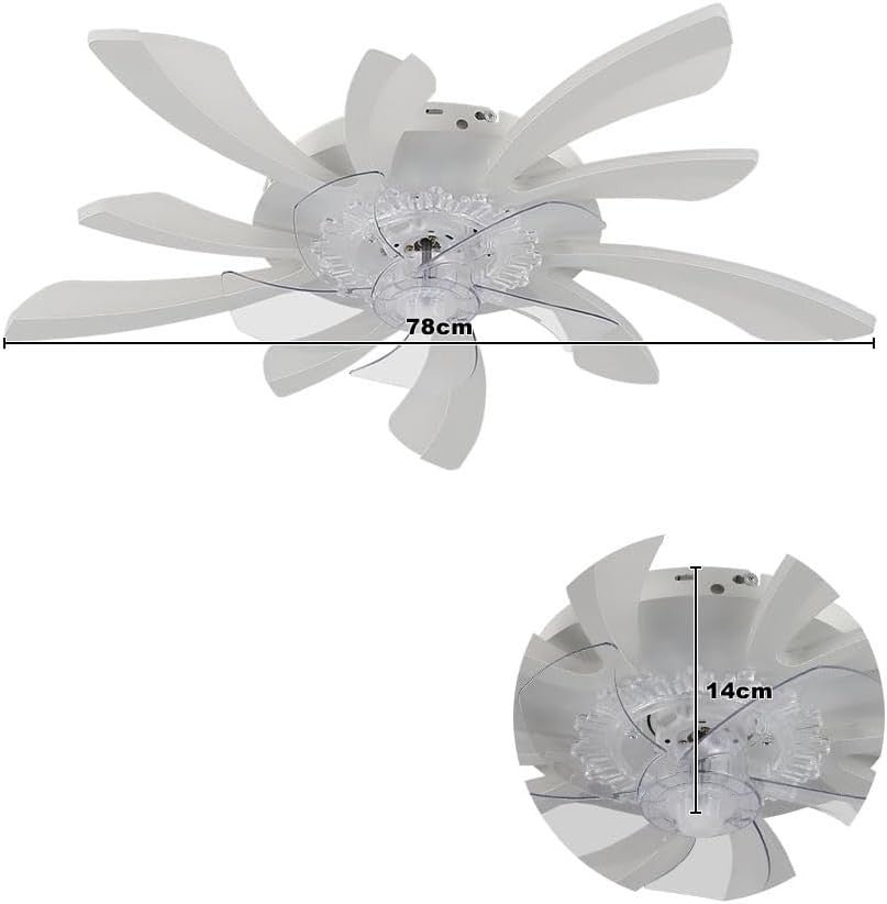 Warmiehomy 78CM Ceiling Fan with Light,50W LED,6-Speed, Reversible,Remote & App