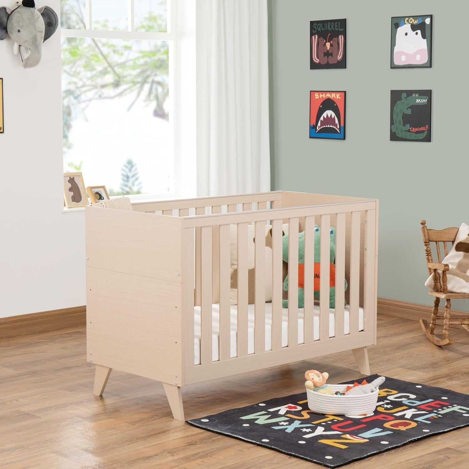 3in1 Convertible Toddler Bed Baby Cot Bed & Sofa Adjustable Height w/ Mattress