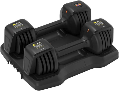 Smart Adjustable Dumbbells Pair 25lb With Stand Quick Change Home Gym