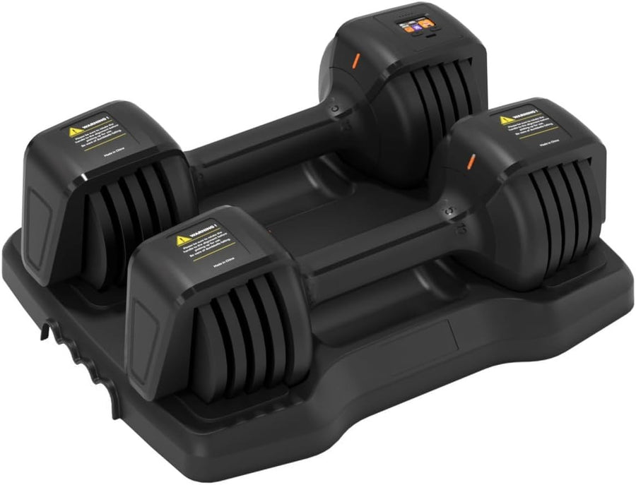 Smart Adjustable Dumbbells Pair 25lb With Stand Quick Change Home Gym