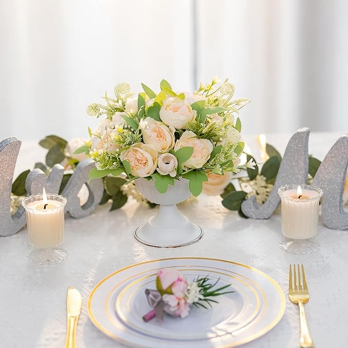 White Metal Wedding Vase Set 10pcs Table Centrepiece Floral Urn Décor