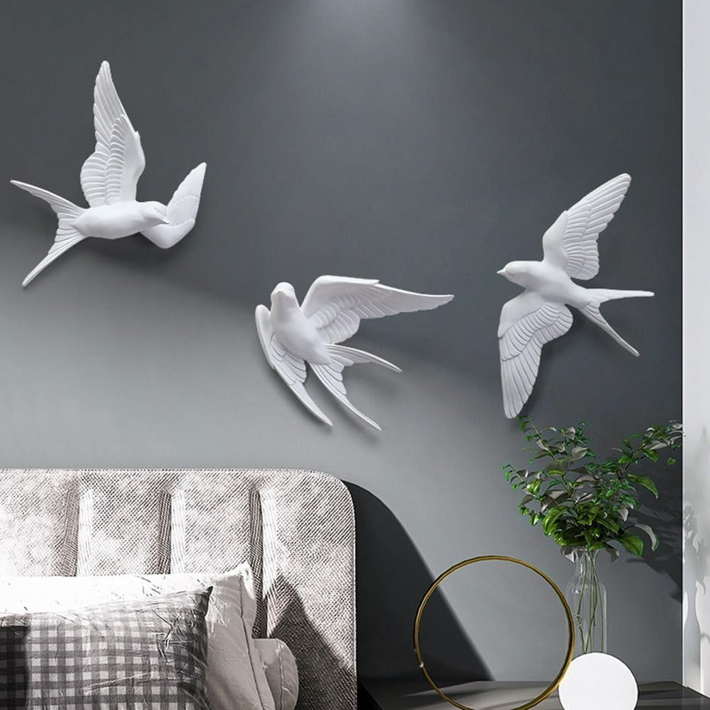 3D Swallow Bird Wall Art Set Nordic Metal Decor 11.8x7.1in