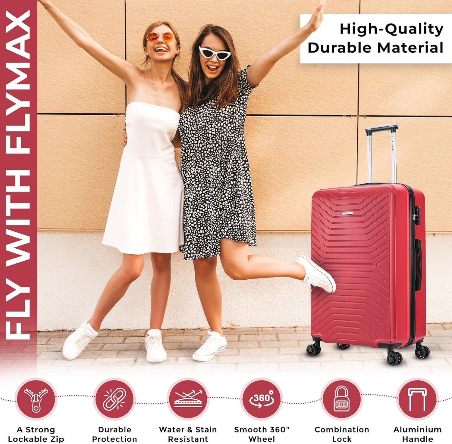 Medium 24'' Check In Luggage ABS Hard Shell 4 Wheel Spinner 68L Lock