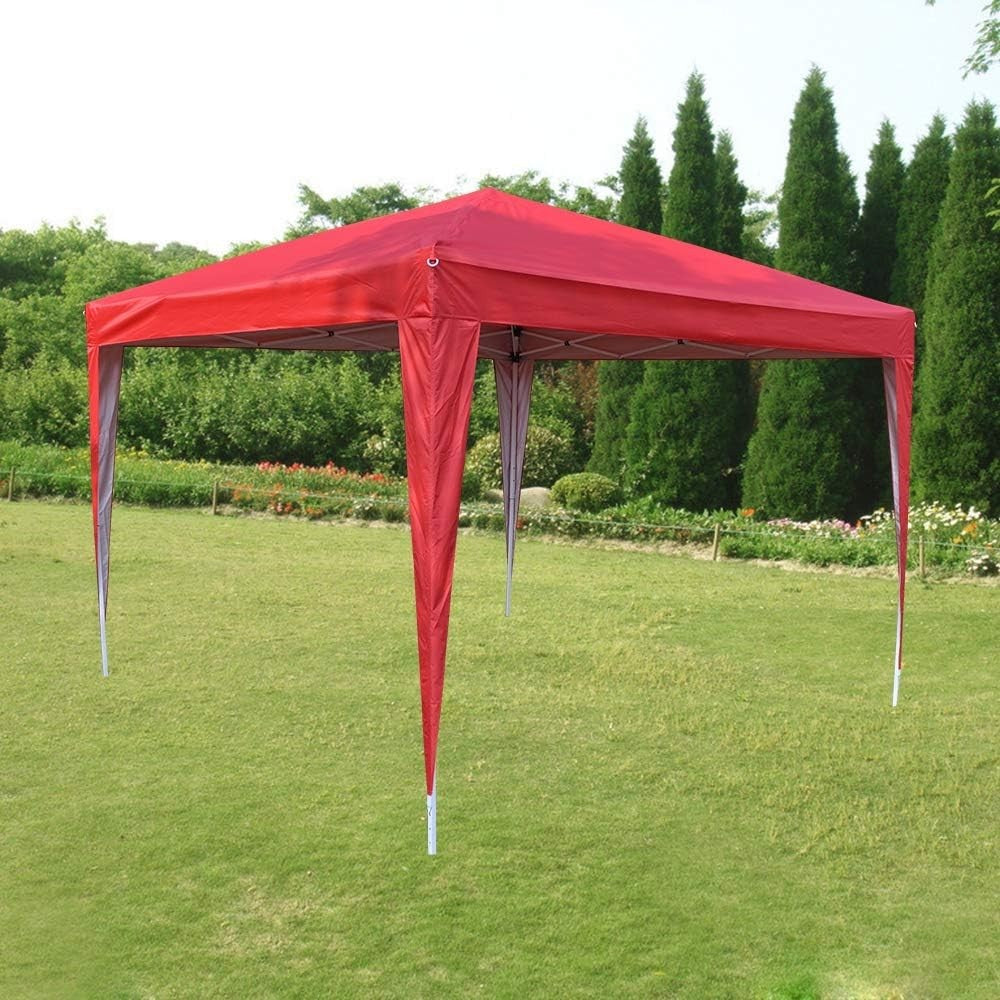 3x3m Red Waterproof Pop Up Garden Gazebo Party Tent with Sides – Heavy-Duty