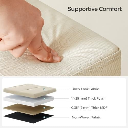Cream White Storage Ottoman Bench 110cm Folding Seat Footstool End-of-Bed