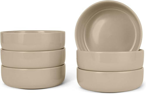 6pc Stoneware Bowls Set 14cm Dishwasher Safe Microwave Safe Neutral Grey