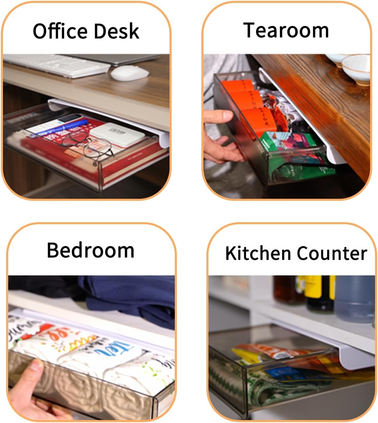 Under Desk Drawer Organizer 3-Pack | Slide-Out Storage for Office & Home