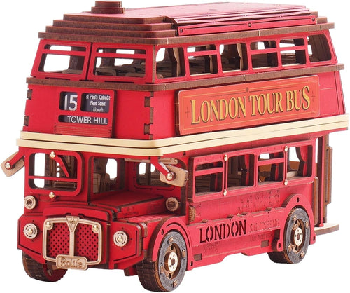 3D Wooden London Bus Model Kit DIY Puzzle for Adults Gift Home Decor