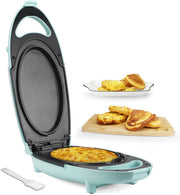 Electric Omelette Maker Non-Stick Double Plates Quick Breakfast Cooker Aqua