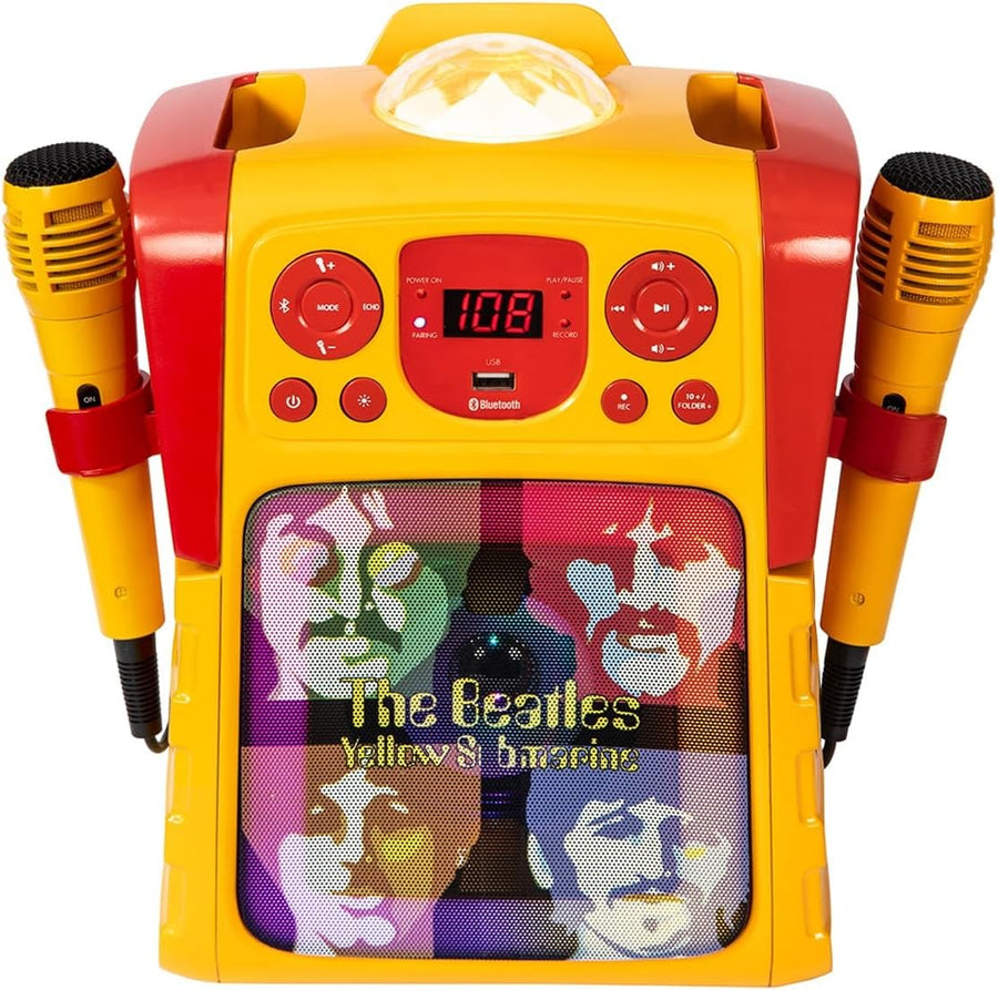 Yellow Submarine Karaoke Machine 2 Mics Bluetooth LED USB