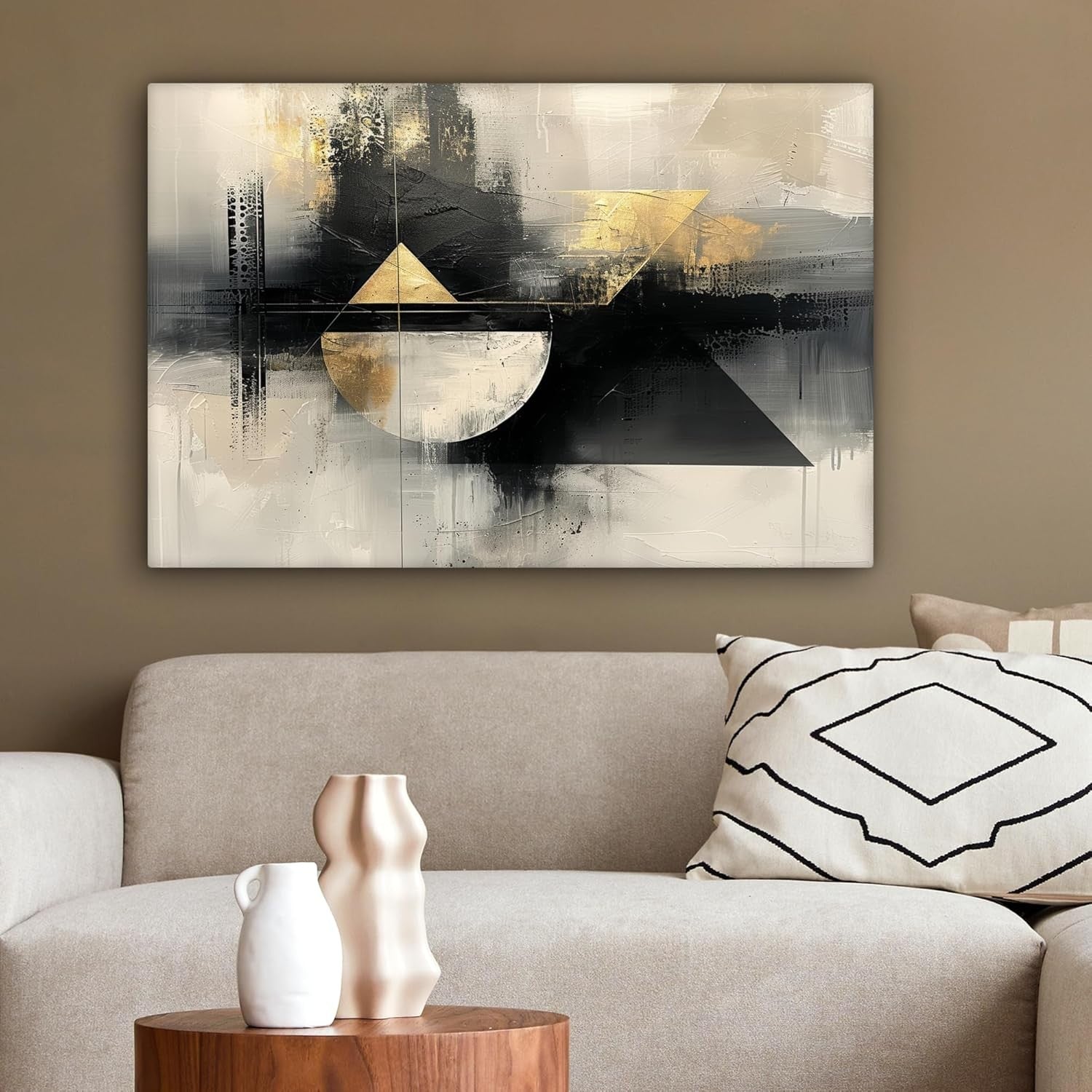 Abstract Gold Black Canvas Wall Art 60x40cm Framed Luxury