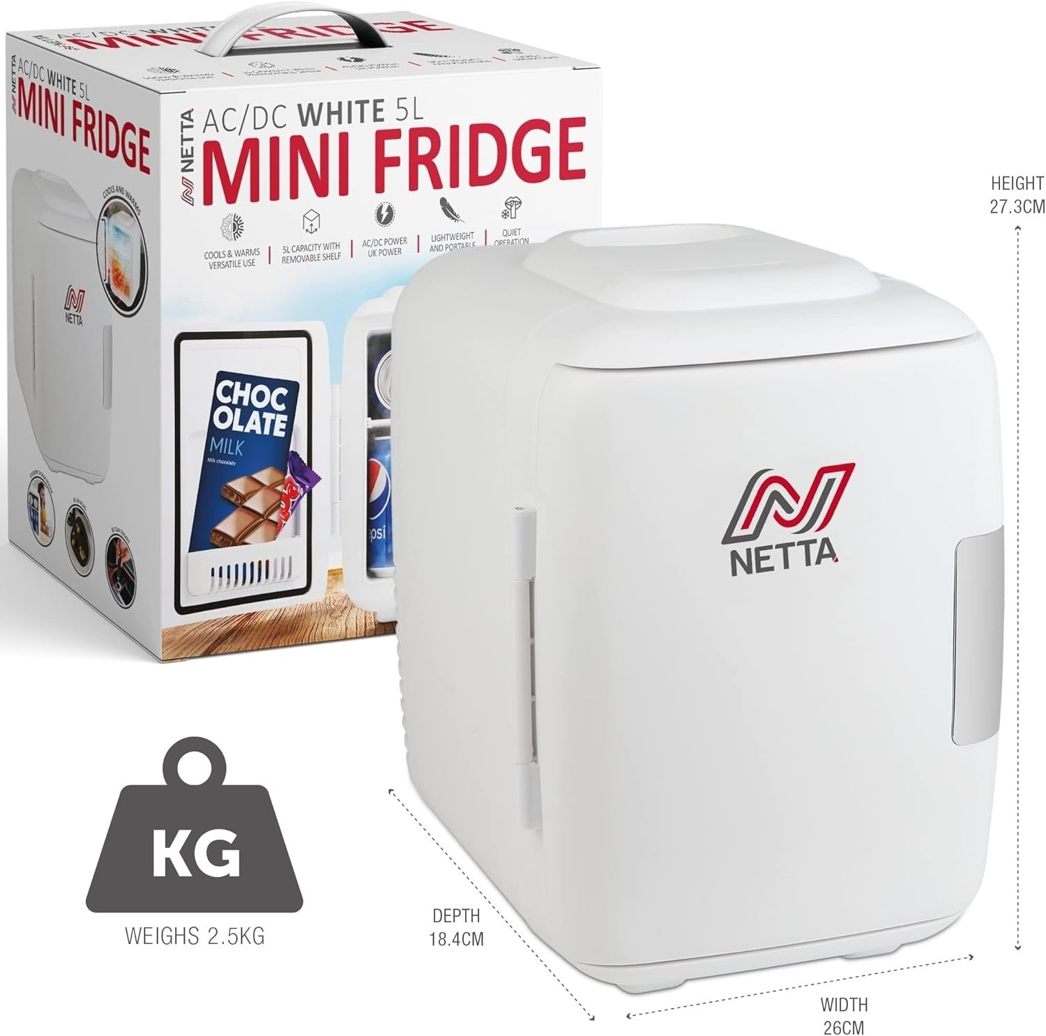 5L Mini Fridge Portable AC/DC Cooler Warmer Car Bedroom Skincare